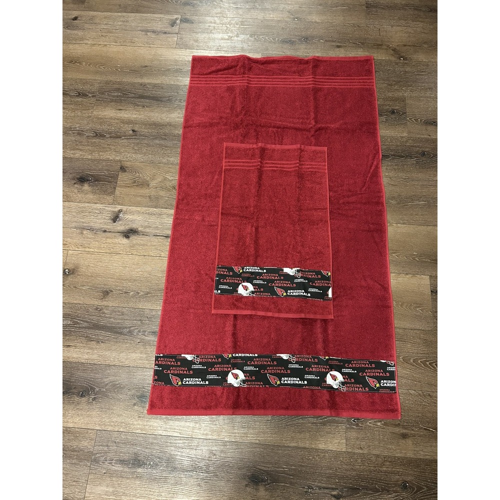 Arizona Cardinals 2 Piece Bath Towel Set Handmade Red GREAT GIFT!! Appear Unused